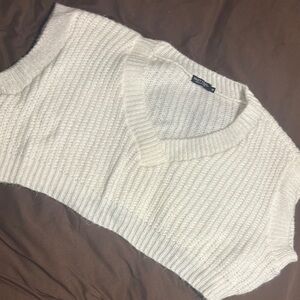 Nasty Gal Cream V-Neck Sweater Vest